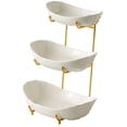 thumbnail image 1 of veasfak Ceramic Fruit Bowl for Kitchen Counter Fruit Display Stand for Kitchen Snack Golden 3 Layer, 1 of 9