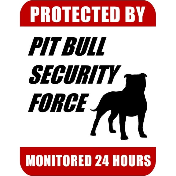 PCSCP Protected by Pit Bull Security Force Monitored 24 Hours 9 inch x 11.5 inch Laminated Dog Sign