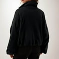thumbnail image 5 of SGMVNU Women's Full Zip Fleece Short Jacket Warm Winter Long Sleeve Stand Collar Fuzzy Fleece Crop Coat with Drawstring Hem(Black, 2XL), 5 of 9