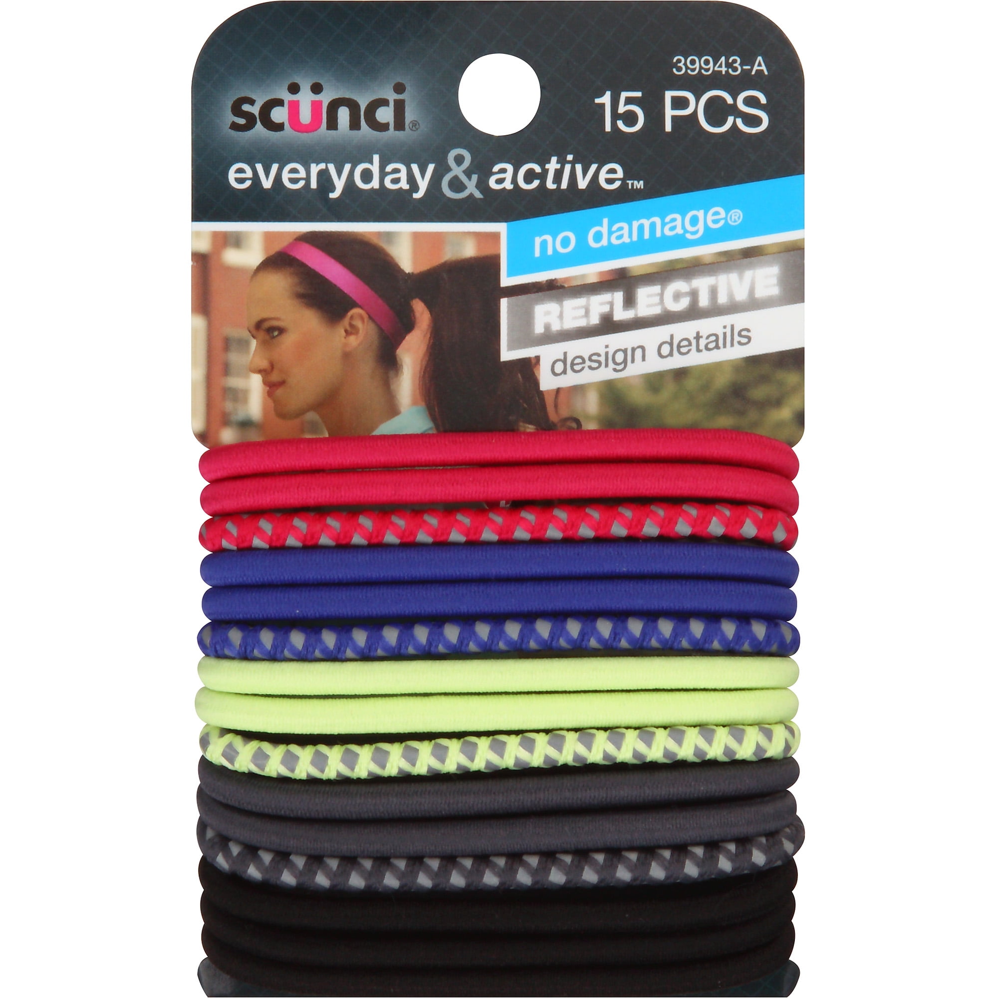 Scunci Everyday & Active Hair Ties, Colors, 15 count