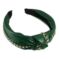 Unique Bargains 1 Pcs Women Knotted Headbands Fashion Vintage Knotted PU Leather Hair Hoop Hair Accessories Green