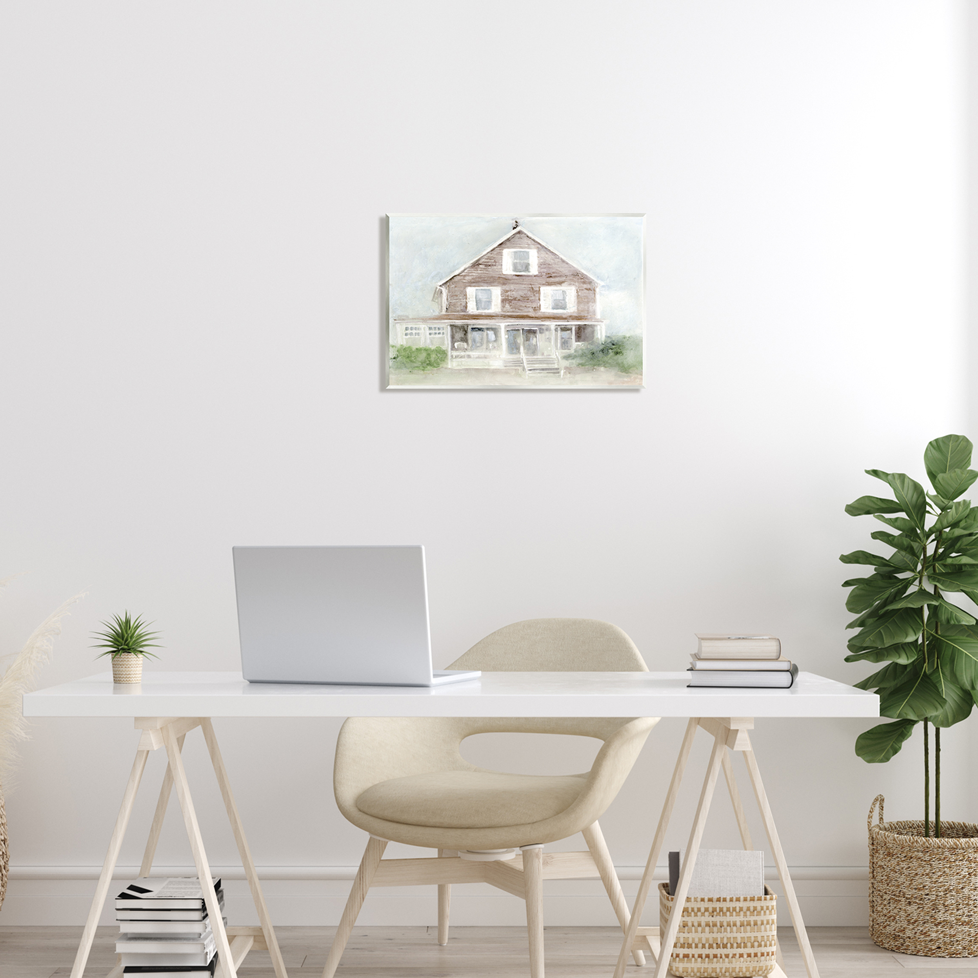 Stupell Coastal House Calm Porch Landscape Painting Wall Plaque Unframed Art Print Wall Art