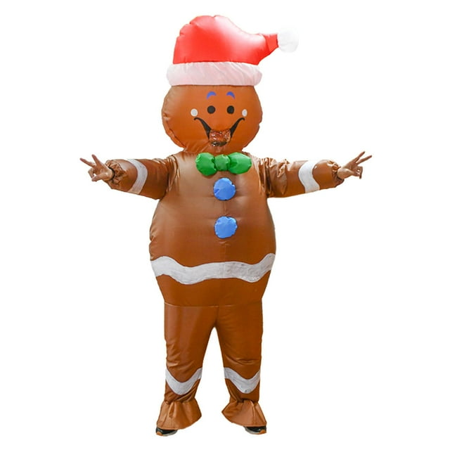 Traje Inflable Hugo Foto Prop Reutilizable Dibujos animados Ligero Unisex Duradero Traje de explosión para decoraciones Festivales Escenario Actuación hombre de jengibre