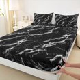 thumbnail image 3 of Castle Fairy Boys Girls Abstract Gradient Marble 4 Pieces Queen Sheet Sets,Stone Pattern Ultra Soft Flat Sheet,Black White Queen Fitted Sheet,Breathable Home Decor, 3 of 7