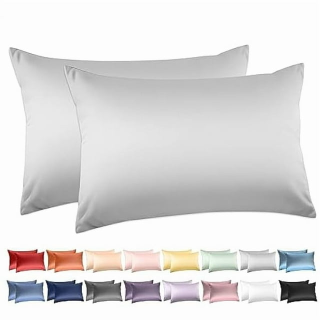ccwmincc Standard Pillow Cases Set of 2, 100% Cotton Standard Size Pillowcases Sateen Weave, 600 Thread Count Hotel Quality 20x26 Inches, Soft and Breathable Envelope Closure PillowCase(Silver Grey)