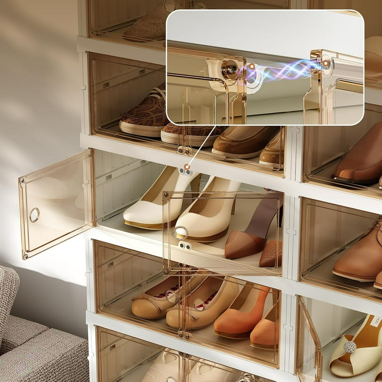 Tier Foldable Shoe Rack Organizer for Closet, 12 Pairs Plastic