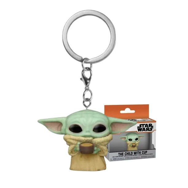 Llavero Star Wars pops Obi-wan Kenobi el niño bebé Yoda con taza Boba Fett el Mandalo bolsillo juguetes de figuras de PVC llavero