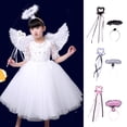 thumbnail image 3 of Qarigey Diadema con ala de plumas para niños, boda, vacaciones, festival, de cumpleaños, varita, palo, vestido bonito, suministros de accesorios Disfraces de disfraces Blanco Qarigey AP015472-01, 3 of 6