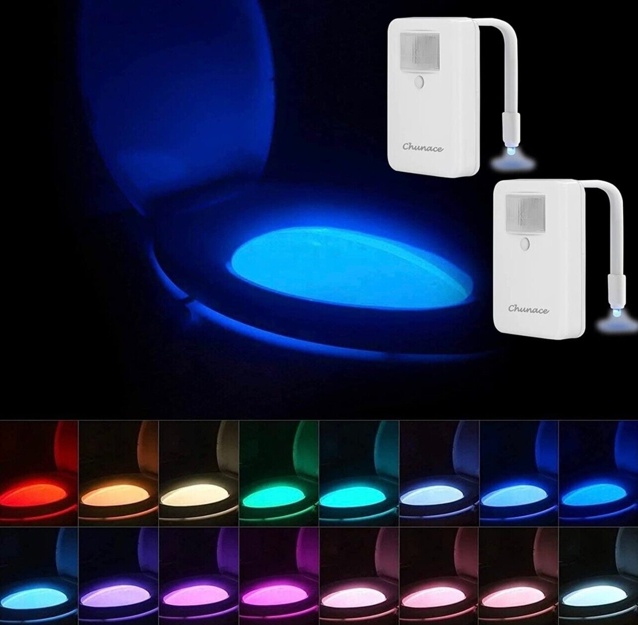 JANDEL 1Pack Toilet Night Light by Ailun Motion Activated LED Light 16  Colors Changing Toilet Bowl Nightlight for Bathroom - Battery Not Included  