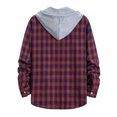 thumbnail image 3 of DDAPJ pyju Flannel Plaid Hooded Shirt for Men 2025, Drawstring Long Sleeve Shacket Jacket Regular Fit Button Down Shirt Jackets Fall Fashion Outerwear, 3 of 4