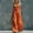 Orange, variant on Women's Spaghetti Strap Cowl Neck Jumpsuit, Front Button High Waist Wide Leg Full Length Loose Solid Color Romper with Side Pockets Wine XL(XL)