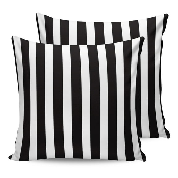 Outdoor Waterproof Throw Pillow Covers Set of 2 Black White Stripes Decorative Pillowcases Outdoor Pillows Cushion Case 18x18 Inch Classic Vertical Striped Patio Pillows for Couch Sofa Bed Garden