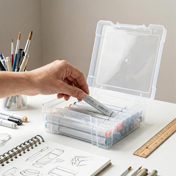UYGDUY-6953AB ClearView 6" x 6" Box Art & Craft Organizer, [1] Plastic Storage Case, Clear