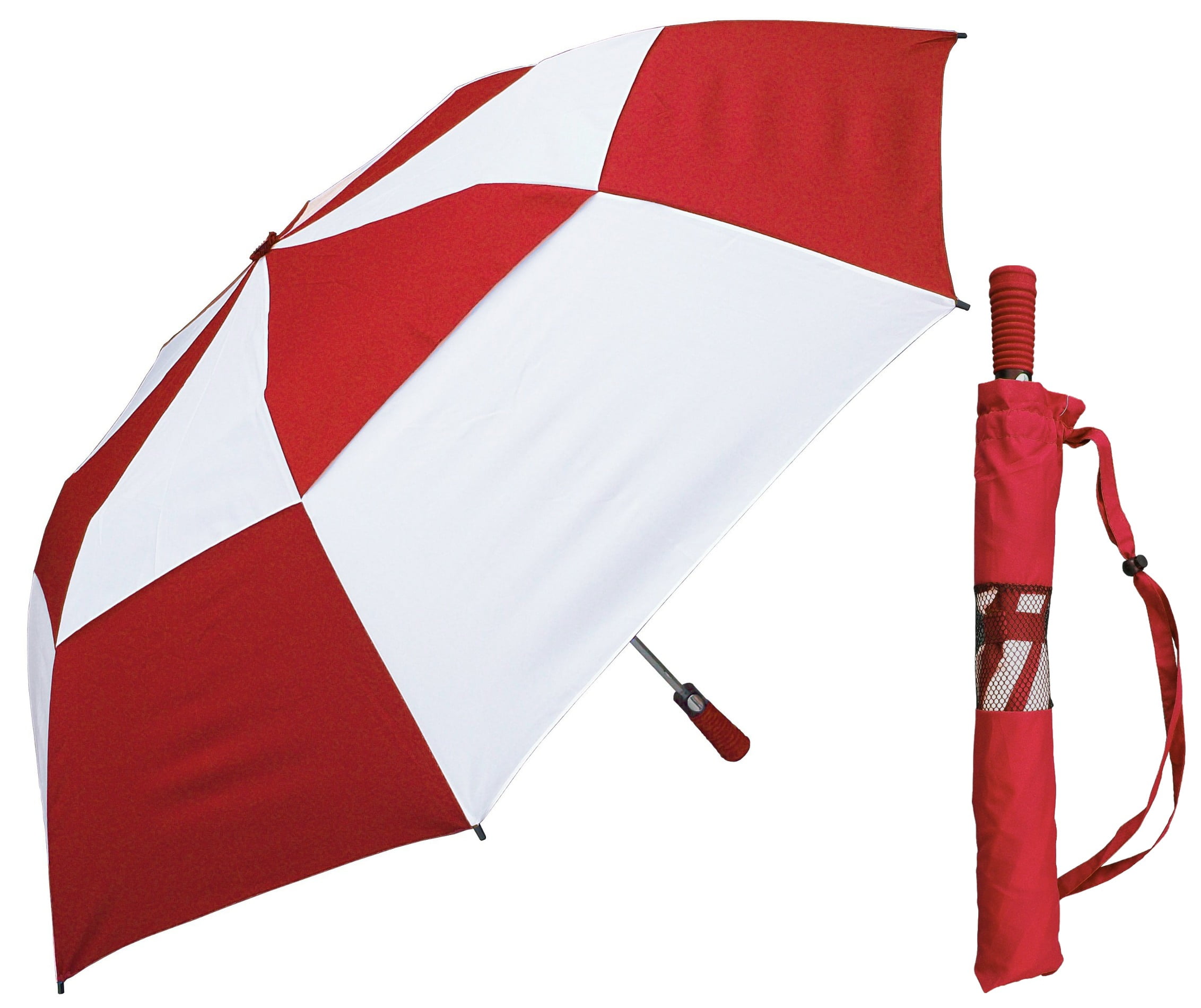 56" Collapsible Sport, Red/White WindBuster Umbrella with Foam