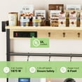 thumbnail image 5 of Biemlerfn 39" Wide Large Bakers Rack with Power Outlets, 5 Tiers Coffee Bar Table with 3 Wire Basket, 15 Hooks, Microwave Stand Kitchen Storage Shelf, White Oak, 5 of 11
