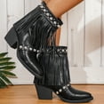 thumbnail image 7 of SACFOF Women's Fringe Cowboy Boots with Studded Chunky Heels Mid Calf Western Cowgirl Boots Perfect for Country Music Festivals, 7 of 7