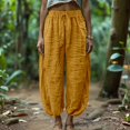 thumbnail image 2 of Wide Leg Pants for Women Loose Drawstring Elastic Waist Trousers with Pockets Summer Beach Vacation Clothes by Yigetop Yellow S, 2 of 7