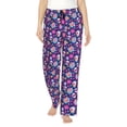 thumbnail image 2 of Lsque Skull Blue Flower Print Women's Pajama Pants, Lounge Pant - Comfortable Home Wear,Elastic Waistband, Stylish Design-Large, 2 of 9