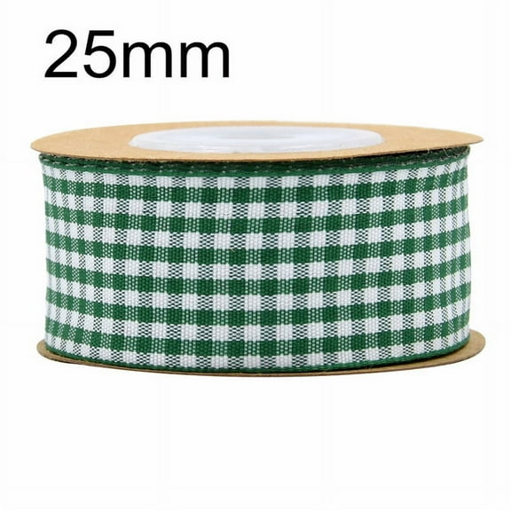 NAMZI 1 Inch x 5.5 Yards Gingham Ribbon, Classic Plaid Buffalo Checker Ribbon for Gift Wrapping, Hair Bows & DIY Crafts, Dark Green