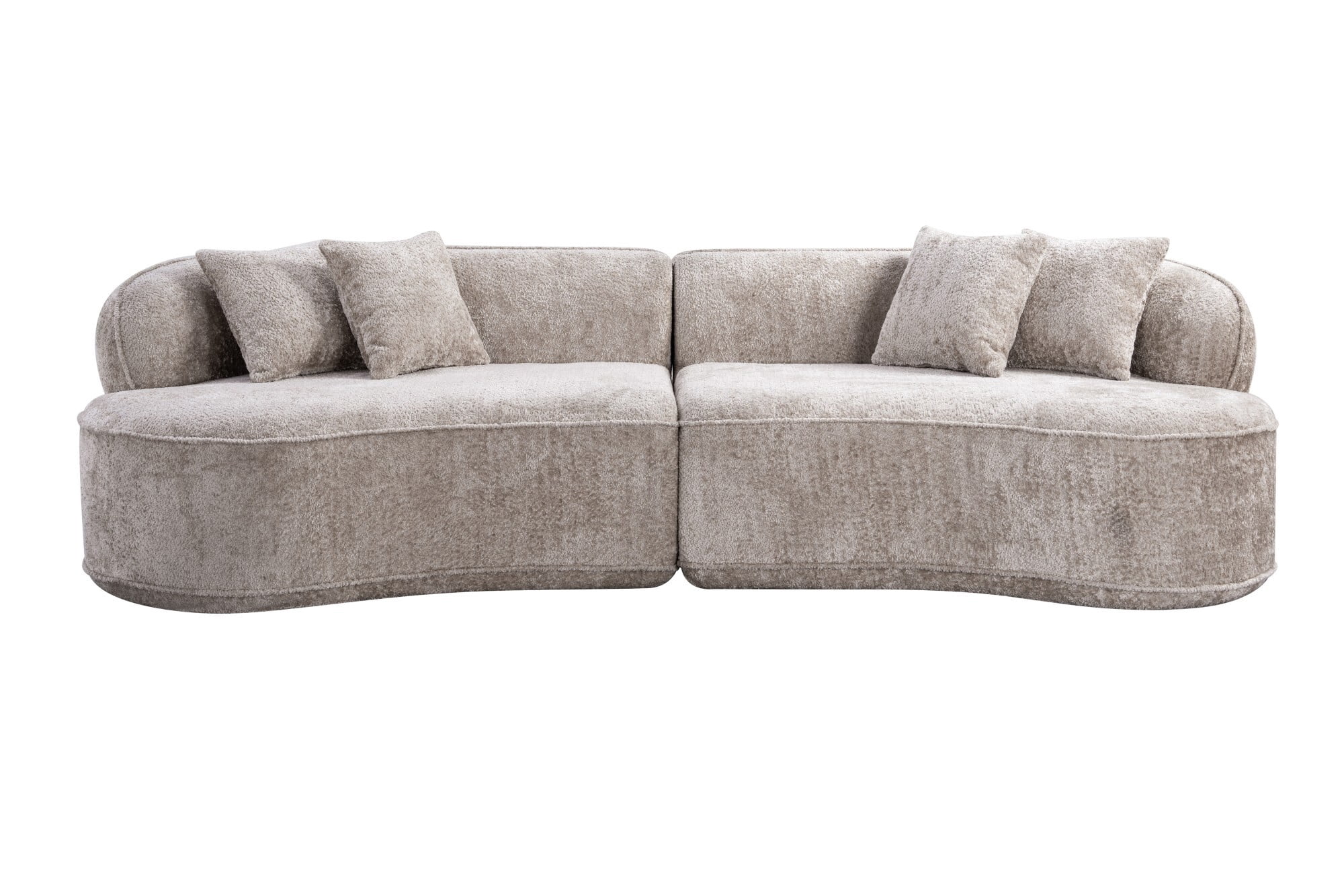 DEALTOPS 114" Modular Boucle Curved Sectional Sofa, 4-Seater Cloud Couch with No Assembly, Oatmeal