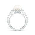 thumbnail image 2 of ANGARA Freshwater Cultured Pearl and Diamond Ring with Floral Halo in 14K White Gold for Women | June Birthstone, Birthday, Anniversary, Jewelry Gift for Women | Pearl Ring, 2 of 10