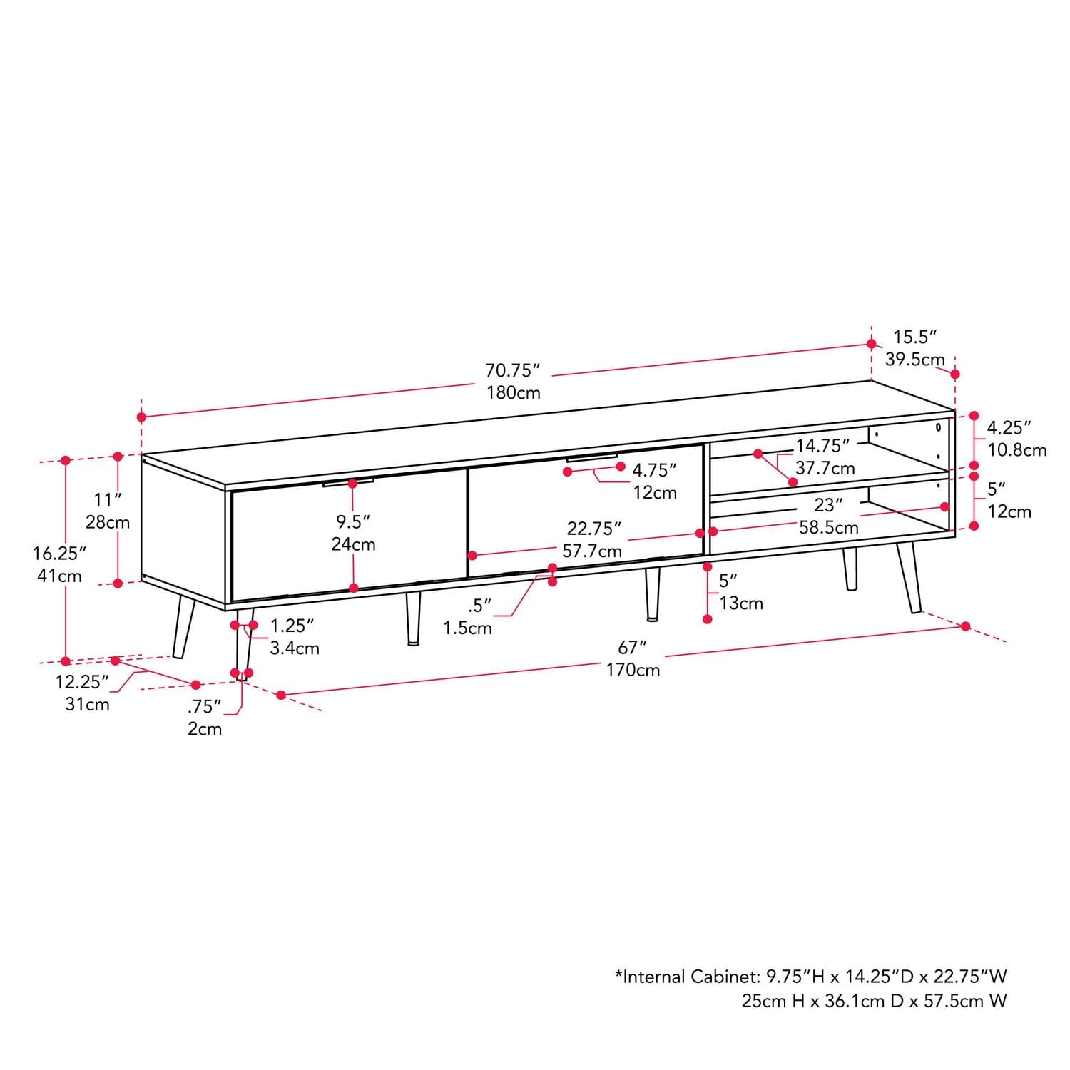CorLiving Himari Modern Top Quality Engineered Wood TV Stand for TVs up to 85"