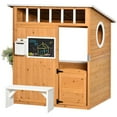 thumbnail image 4 of Kids Outdoor Wooden Playhouse, Garden Games Cottage, w/ Door Bench Blackboard, 4 of 21