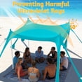 thumbnail image 4 of Yacona Beach Tent Sun Shelter, 10'x10' Outdoor Shade Canopy with Sandbags, Beach Umbrellas for Sand Picnics Backyard Camping, Blue-Green, 4 of 9