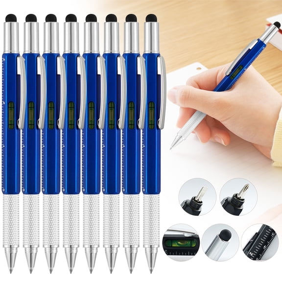 Multitool Pen,Stocking Stuffers for Men,6 in 1 Multitool Pen 8Pcs,Unique Tech Tool Pen from Wife Daughter to Father Boyfriend Husband on Christmas,Birthday,Valentine's Day(Blue)