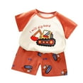 thumbnail image 2 of ZOYOEN Toddler Boys T Shirts and Shorts- Short Sleeve Outfit Sets Cotton Cute Casual Kids Summer Clothes Orange Size 3 T, 2 of 3