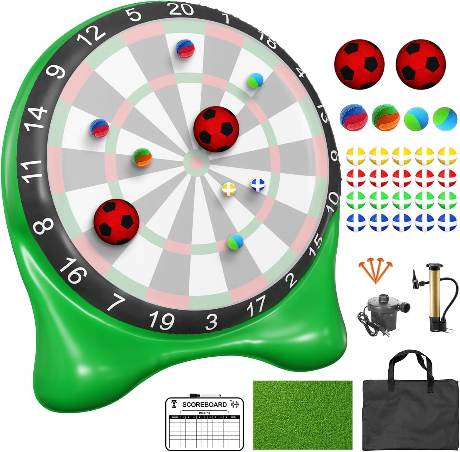 Inflatable Soccer Dart Board, 6ft Giant Kick Darts, Indoor Outdoor Lawn Yard Game for Kids Adults