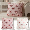 thumbnail image 5 of Valentine's Day Love Heart Throw Pillow Cover,Set of 2,18 x 18 Inch Red Embroidery Soft Plush Faux Fur Jacquard Anniversary Wedding Cushion Case Decoration for Sofa Couch(White), 5 of 8