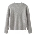 thumbnail image 4 of Women Sparkle Rhinestone V Neck Cardigan Sweater Button Front Soft Stretch Fabric (Grey M), 4 of 4