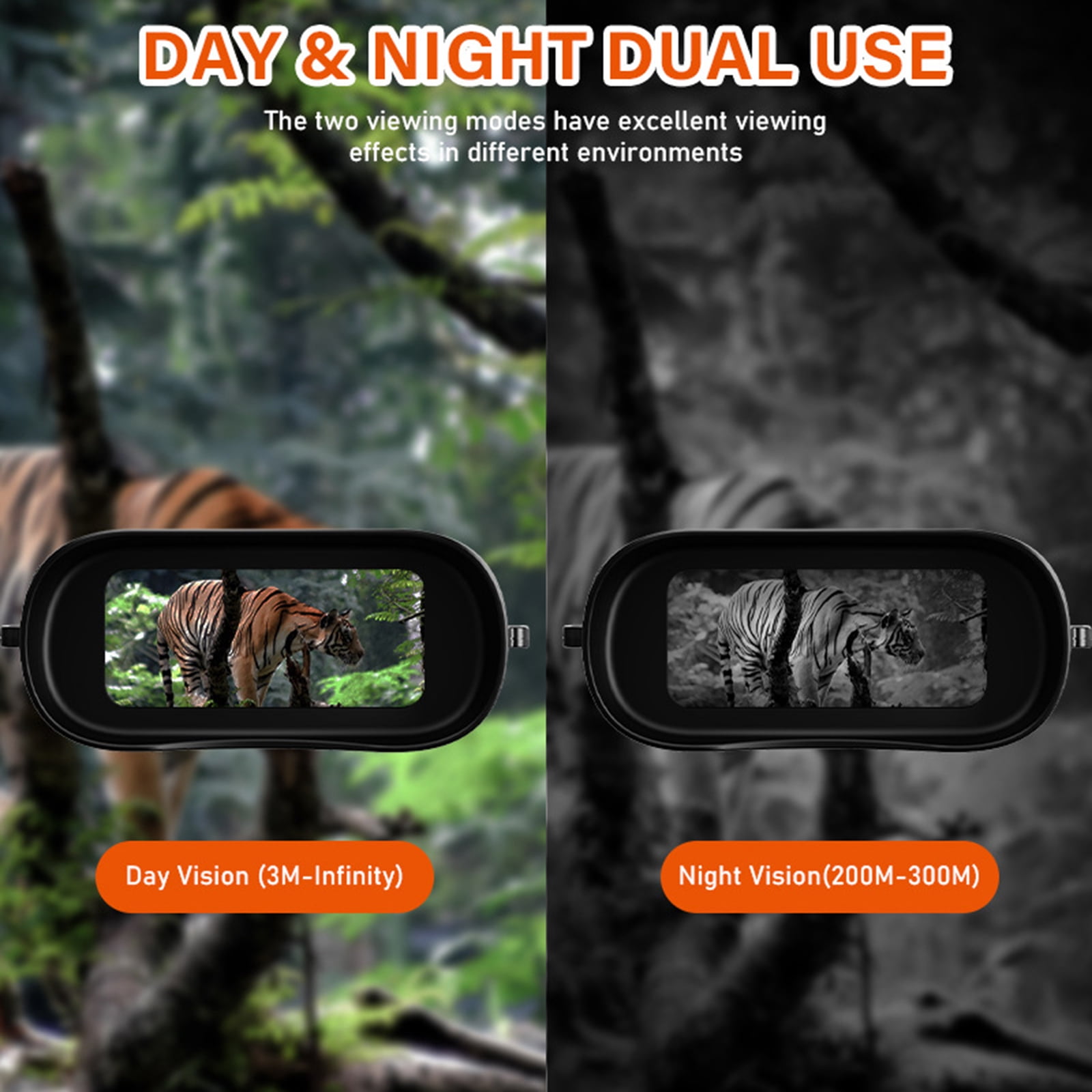 Amkui N2 Night Vision Day Binoculars Viewing 984ft/300M 1080P Night Vision 5X Digital Zoom Goggles Infrared Binoculars for Hunt Surveillance