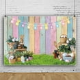 thumbnail image 4 of SUNOLIFE 7x5ft,Happy Easter Backdrop,Spring Easter Bunny Photography Background Wood Backdrops Banner for Party Decorations, 4 of 5