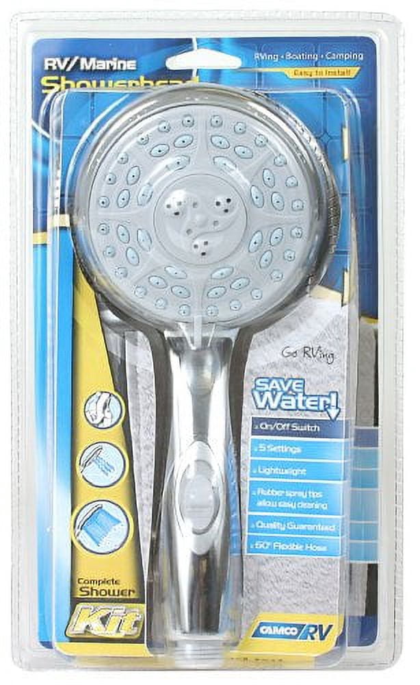 Camco 43713 Shower Head Kit with On/Off Switch and 60" Flexible Shower Hose (Chrome)