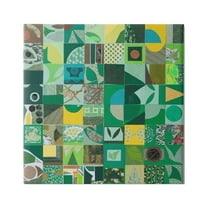 Stupell Industries Green Geometric Collage Abstract Painting Gallery Wrapped Canvas Art Print Wall Art, 30 x 30