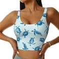 thumbnail image 2 of Haiem Turtle Pattern Womens Sports Bra - U Neck Padded Low Impact Yoga Bra Workout Crop Top Gym Moisture-Wicking Workout Vest -, 2 of 9