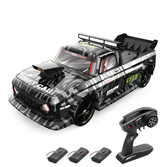 yeacher Voiture de Drift Télécommandée Camouflage Noire à l'Échelle 1:12 avec Lumières LED, Vitesse 30KM/H, Fréquence 2.4G, 3 Piles Incluses, pour Garçons et Filles (HB-R1204)