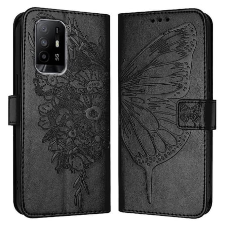 

Case for Oppo F19f/f19s Magnetic Premium Leather Flip Cover Embossing Butterfly