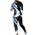 thumbnail image 2 of Wavsuf 2pcs Jogger Set Men Long Sweatsuits Sets for Mens Tight Sweatshirt and Sweatpants Blue Size S, 2 of 5