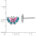 thumbnail image 5 of 925 Sterling Silver Rhodium-plated Madi K Enamel Butterfly Post Earrings, 5 of 5