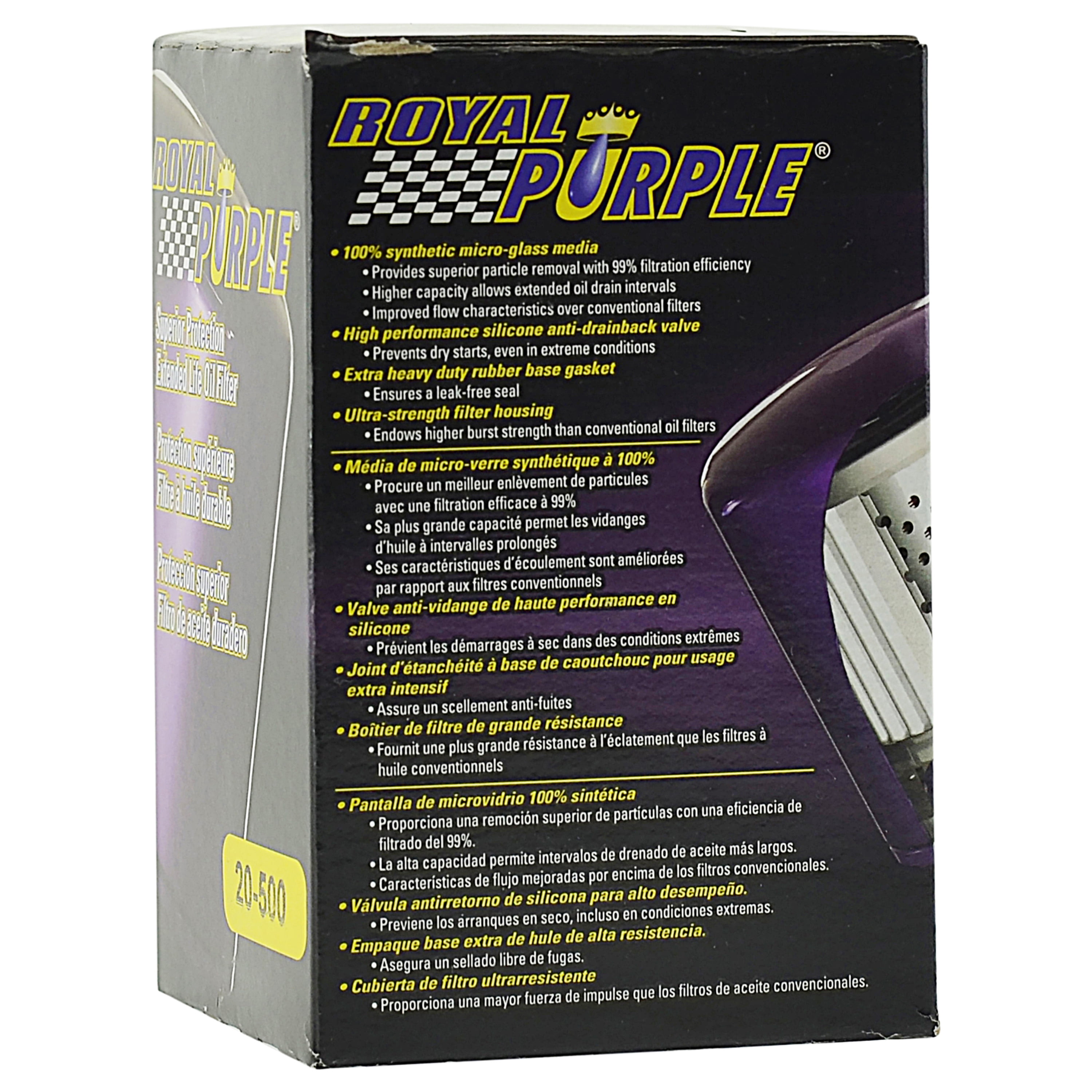 Royal Purple Extended Life Oil Filter 20-500, Engine Oil Filter for Buick, Cadillac, Chevrolet and GMC Fits select: 2014-2020 CHEVROLET SILVERADO, 2011-2023 FORD F150