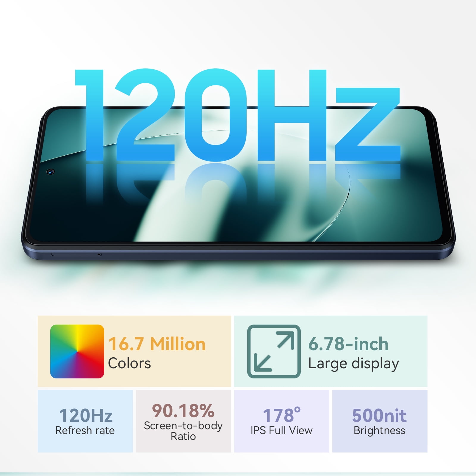 Unlocked Cell Phones, Blackview Shark 8 Unlocked Smartphones 128GB ROM 8GB RAM T-Mobile Android 13 Phone, 6.78", 4G Dual SIM, Gray