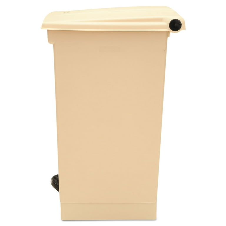 Indoor Utility Step-On Waste Container, Square, Plastic, 12gal, Beige Indoor Utility Step-On Waste Container, Square, Plastic, 12gal, Beige