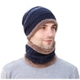 thumbnail image 3 of Men‘S Winter Hat Cap Collar Set Plus Velvet Thick Knit Hat And Muffler, 3 of 5
