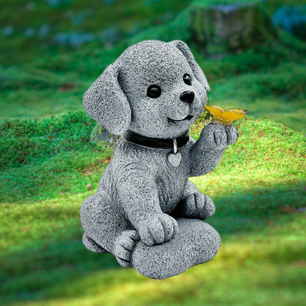 Solar Dogs Garden Statue Outsides Decorations Puppy Ornaments with Solar Lights Yard Art Birthday Gifts Funny Solar Dogs