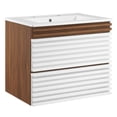 thumbnail image 2 of Modway Render 24" Wall-Mount Bathroom Vanity in White Walnut White, 2 of 9