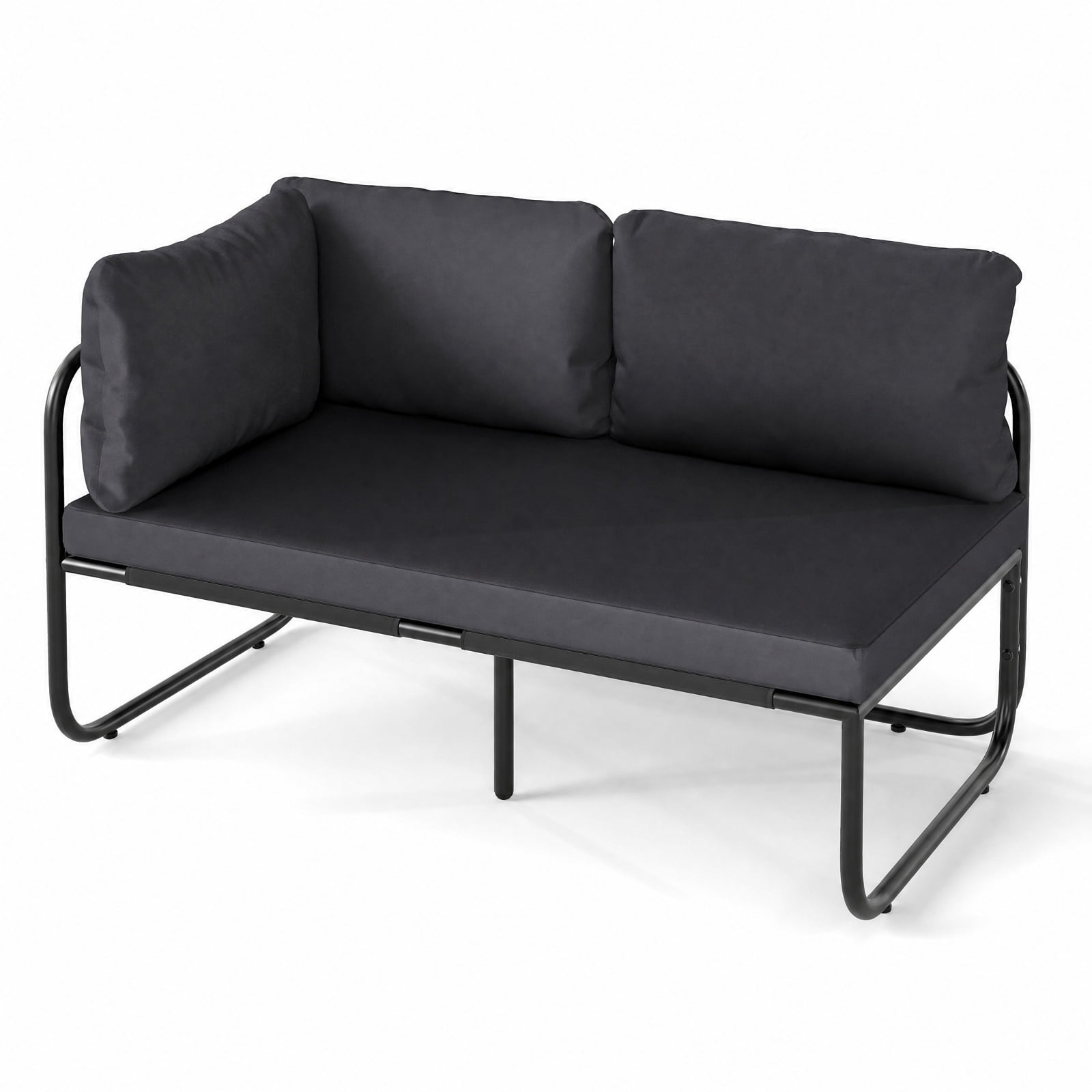 Furnibear Patio Loveseat Sofa Couch with Removable Pillows and Seat Cushion for Yard Garden Porch and Poolside Seating, Gray