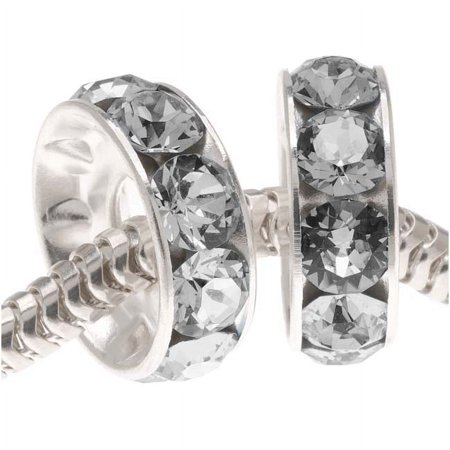 Swarovski Crystal, #77512 BeCharmed Rondelle 4.5mm Large Hole Beads 12mm, 2 Pcs, Black Diamond F